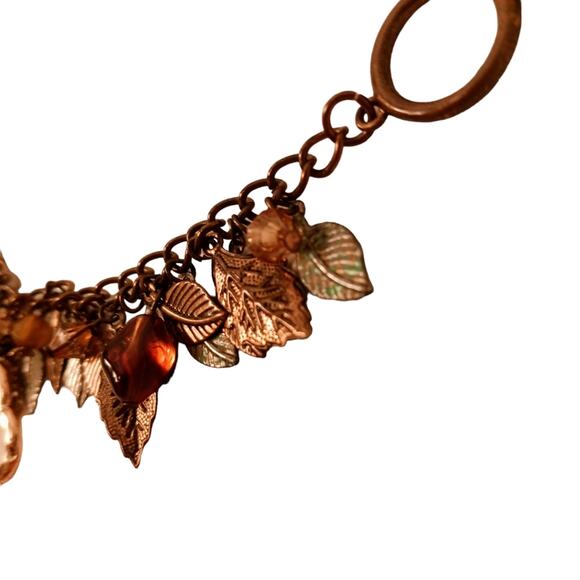 Luxe Family Tree 10" Bag Chain Charm Leaves Autumn Bronze Rustic Artsy Bohemian - Picture 6 of 11